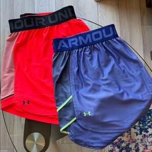 Under Armour plus size Athletic Shorts - Coral & periwinkle with trim-2x